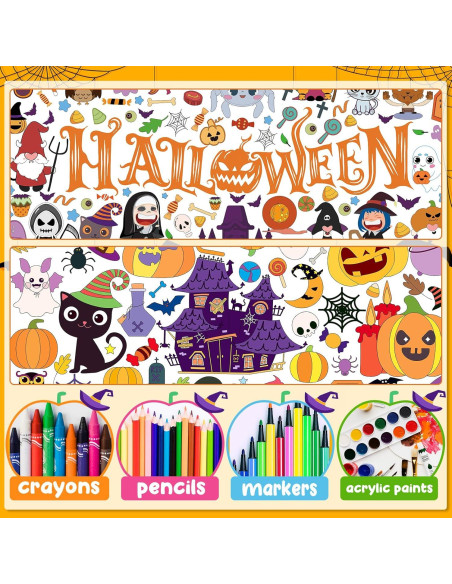 Paquete de 2 Pósters Gigantes para Colorear Halloween Rossorha 110x80cm