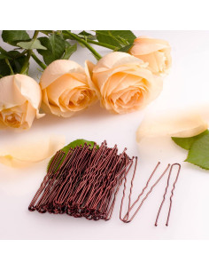 Horquillas de Pelo Marrones FVOLREM 200 PCS 15.24 cm Antideslizantes 2