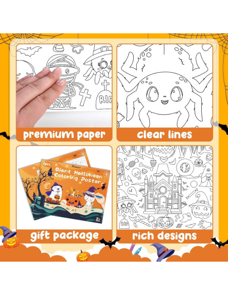 Paquete de 2 Pósters Gigantes para Colorear Halloween Rossorha 110x80cm