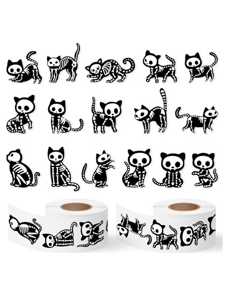 Calcomanías de Gato Esqueleto de Halloween CNhoqc - 1000 Piezas