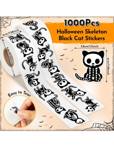 Calcomanías de Gato Esqueleto de Halloween CNhoqc - 1000 Piezas 2