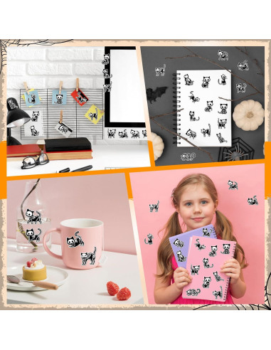 Calcomanías de Gato Esqueleto de Halloween CNhoqc - 1000 Piezas