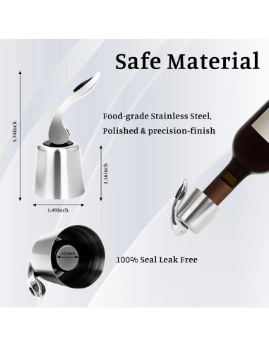 Juego de 2 Tapones de Vino LU CARTREF Acero Inoxidable