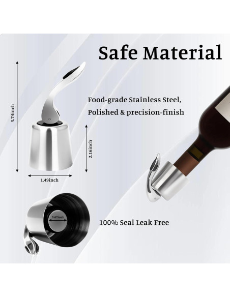 Juego de 2 Tapones de Vino LU CARTREF Acero Inoxidable