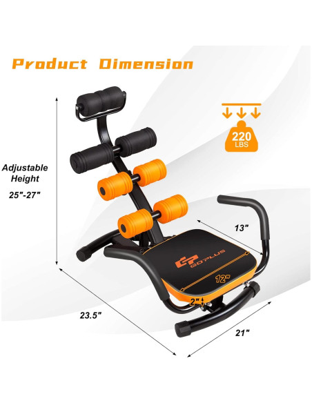 Entrenador Abdominal Goplus Ajustable 3 Niveles 99.79 kg