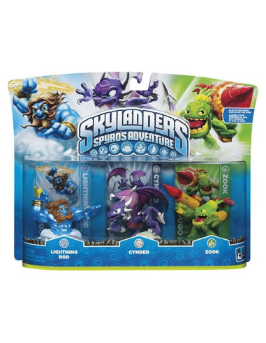 Paquete Triple Skylanders Activision: Cynder, Lightning Rod, Zook