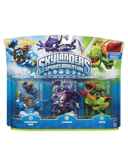 Paquete Triple Skylanders Activision: Cynder, Lightning Rod, Zook