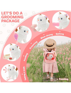 Juguete Gato Electrónico Interactivo de Peluche deAO Rosa 2