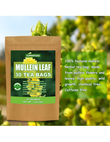 Té Herbal de Hoja de Mullein Zun Hai Food - 30 Bolsitas