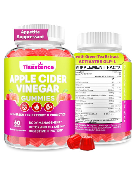 Gominolas de Vinagre de Sidra de Manzana Tisestence 60 Unidades