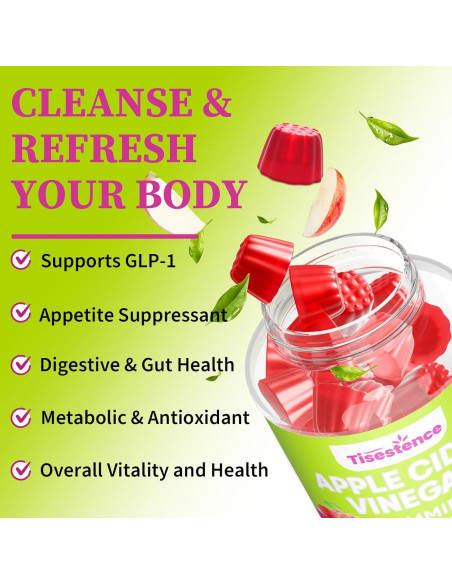 Gominolas de Vinagre de Sidra de Manzana Tisestence 60 Unidades
