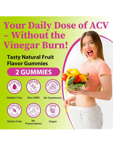 Gominolas de Vinagre de Sidra de Manzana Tisestence 60 Unidades