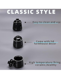 Conservador de Ajo Cerámico HAOTOP Mini con Tapa 340g Negro 2