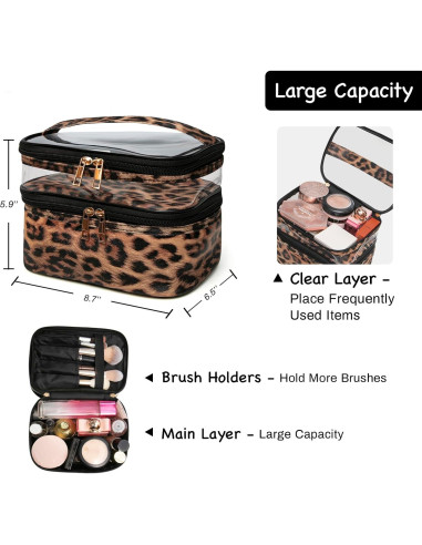 Bolsa de Cosméticos Impermeable Imerelez Leopardo 22x16.5x15cm