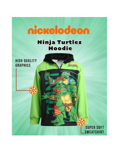 Sudadera con Capucha Niños TMNT - Felpa Suave 2T Verde 2