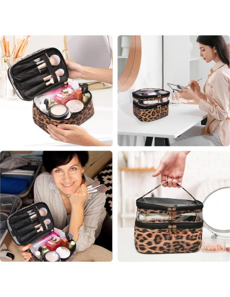 Bolsa de Cosméticos Impermeable Imerelez Leopardo 22x16.5x15cm