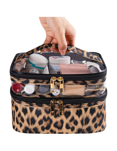 Bolsa de Cosméticos Impermeable Imerelez Leopardo 22x16.5x15cm