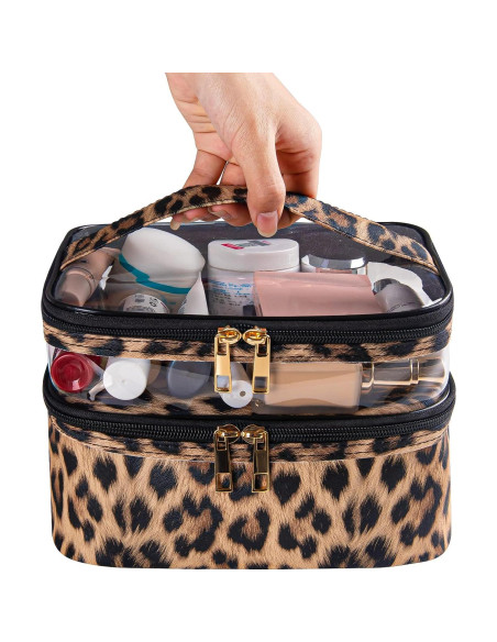 Bolsa de Cosméticos Impermeable Imerelez Leopardo 22x16.5x15cm