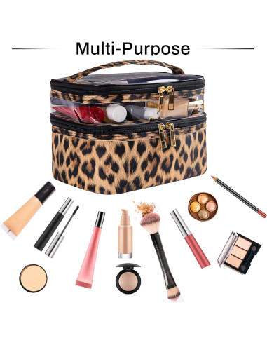 Bolsa de Cosméticos Impermeable Imerelez Leopardo 22x16.5x15cm