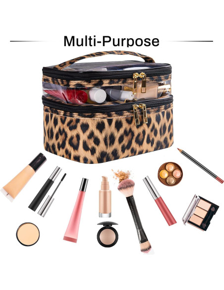 Bolsa de Cosméticos Impermeable Imerelez Leopardo 22x16.5x15cm