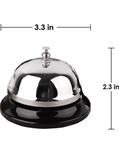 Campana de Llamada HeeYaa 8.4 cm Metálica Plata para Escritorio 2