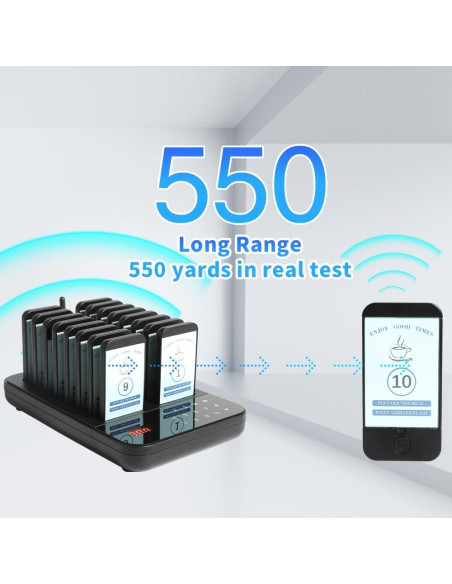 Sistema de Llamada Inalámbrico AGJ 16 Pagers para Restaurantes