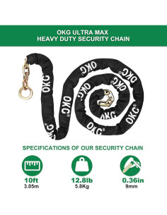 Cadena de Seguridad OKG Maximum 3,05m x 9mm Acero Antirrobo 2