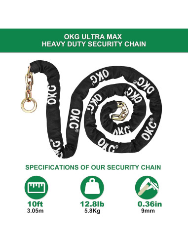 Cadena de Seguridad OKG Maximum 3,05m x 9mm Acero Antirrobo