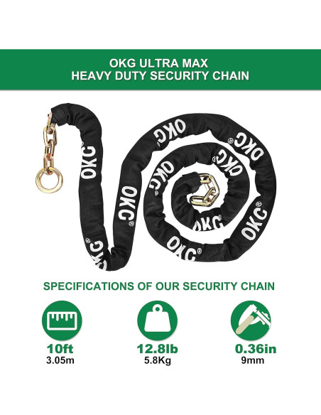 Cadena de Seguridad OKG Maximum 3,05m x 9mm Acero Antirrobo