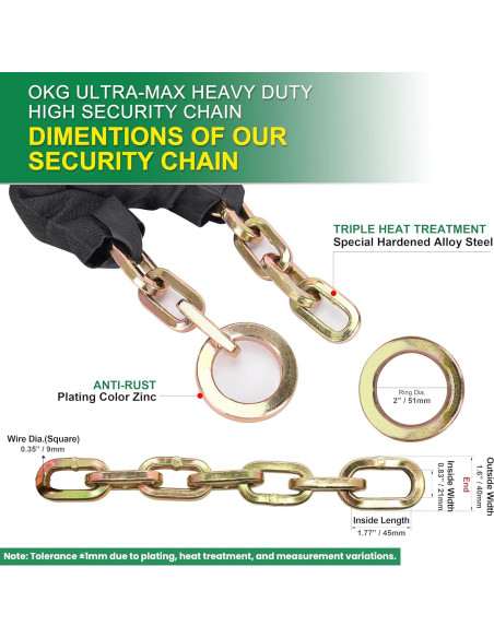 Cadena de Seguridad OKG Maximum 3,05m x 9mm Acero Antirrobo