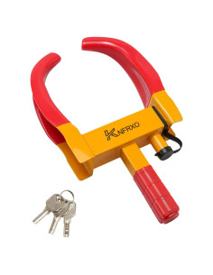 Bloqueo de Rueda Antirrobo KNFRXO Rojo-Amarillo Ajustable