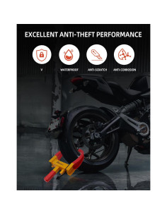 Bloqueo de Rueda Antirrobo KNFRXO Rojo-Amarillo Ajustable 2