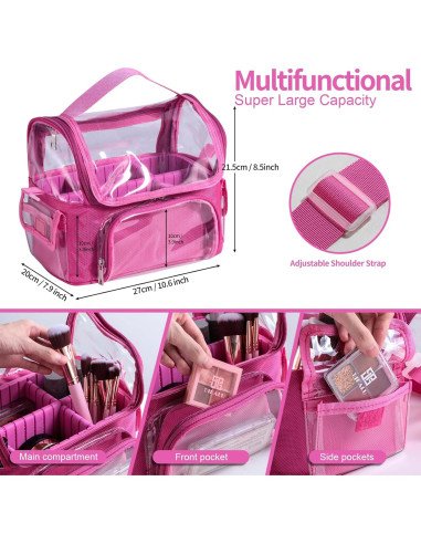Bolsa de Maquillaje BS-MALL Rosa Fucsia Organizador PVC