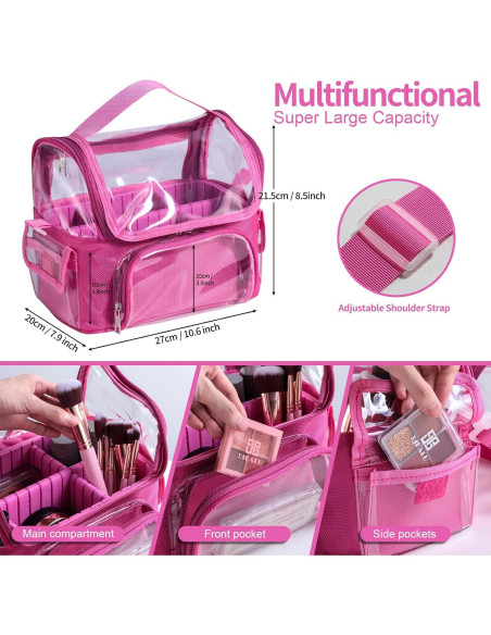 Bolsa de Maquillaje BS-MALL Rosa Fucsia Organizador PVC Bolsa de Maquillaje BS-MALL Rosa Fucsia Organizador PVC