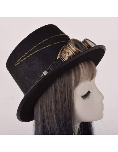 Sombrero de Copa Steampunk GRACEART con Gafas Removibles