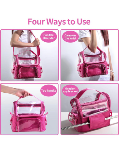 Bolsa de Maquillaje BS-MALL Rosa Fucsia Organizador PVC