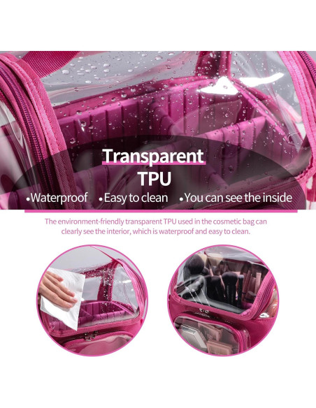 Bolsa de Maquillaje BS-MALL Rosa Fucsia Organizador PVC Bolsa de Maquillaje BS-MALL Rosa Fucsia Organizador PVC