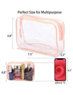 Bolsas Cosméticas Transparentes Tbestmax 10 Pcs Rosa Durazno 19.1x12.2x5.8 cm 2