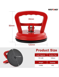Elevador de Ventosa MAXPOWER 120 mm 49.9 kg Rojo 2