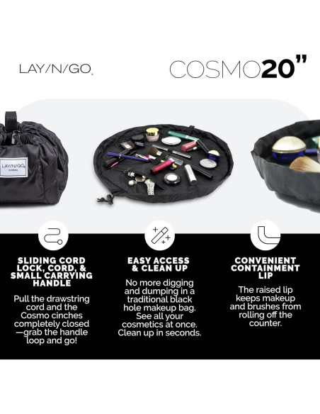 Bolsa de Cosméticos Lay-n-Go Cosmo 50.8 cm Negra Lavable
