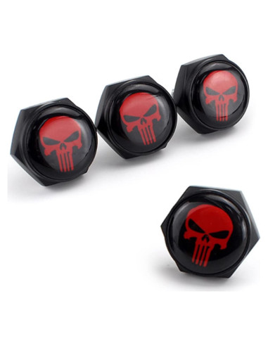 Kit de Sujetadores de Tornillos para Placas de Matrícula Gseigvee 4 PCS Calavera Roja