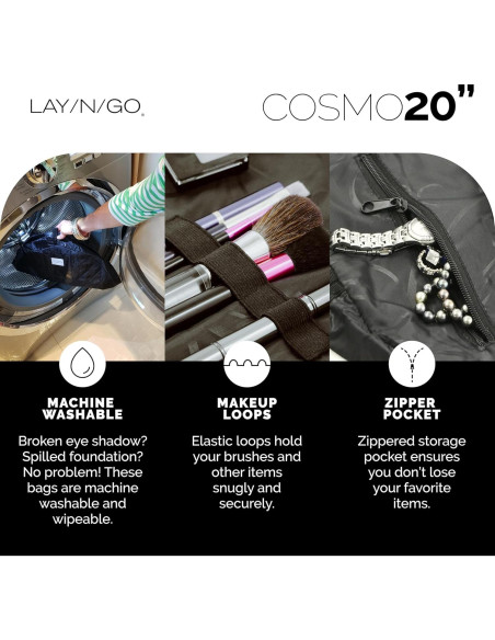 Bolsa de Cosméticos Lay-n-Go Cosmo 50.8 cm Negra Lavable