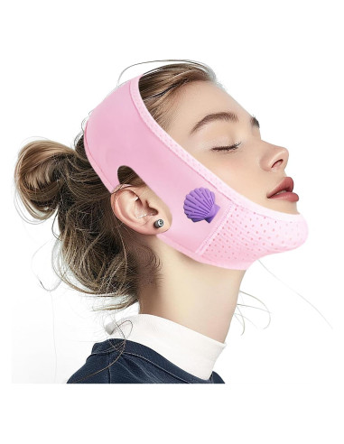 Correa Facial Reutilizable para Dormir - Elevadora V Rosa