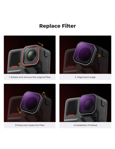 Kit de Filtros K&F Concept para Insta360 Ace Pro 2 - 4 Piezas