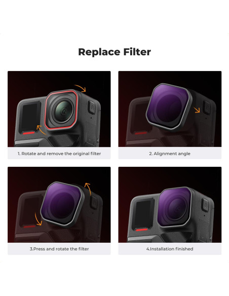 Kit de Filtros K&F Concept para Insta360 Ace Pro 2 - 4 Piezas