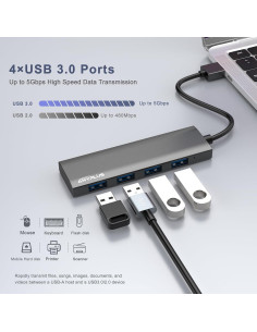 Hub USB 3.0 ANYPLUS 4 Puertos Aluminio Ultra Delgado 2