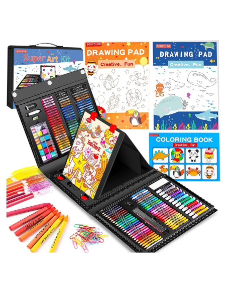 Set de Dibujo Soucolor 283 Piezas con Caballete y Bloc
