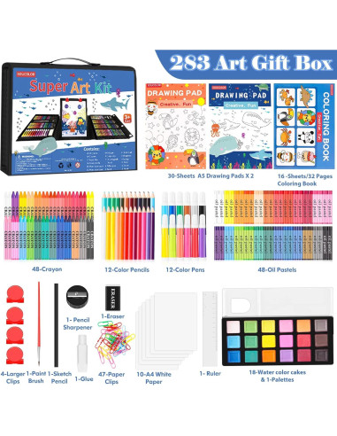 Set de Dibujo Soucolor 283 Piezas con Caballete y Bloc