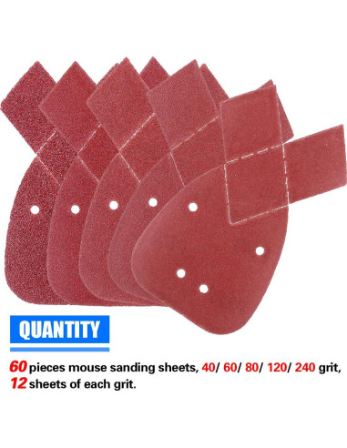 Lijas de papel triangular Glarks 60 piezas con 5 granos