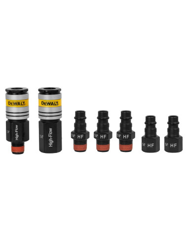 Kit de Acopladores y Enchufes de Alto Flujo DEWALT 7 Piezas